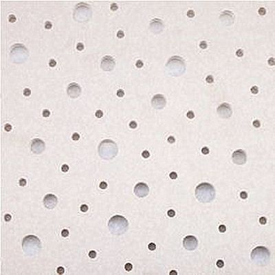 Tabuleiro acústico de gesso revestido de PVC/vinil de forma irregular, com densidade de 780 kg/m3