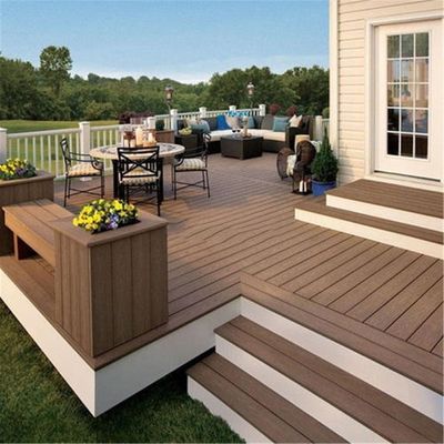 Decoração de piso de jardim WPC Madeira Composite Decking Board 450*75*18mm em cor marrom