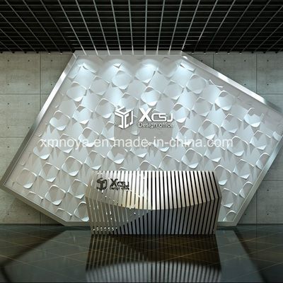 Painel de PVC 3D à prova de fogo personalizado de 500mmx500mm para fundo de parede de imagem empresarial