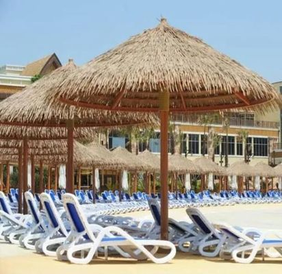 Telhas de telhado de palha tropical sintética à prova de fogo personalizadas para cabanas de hotel HDPE Tiki