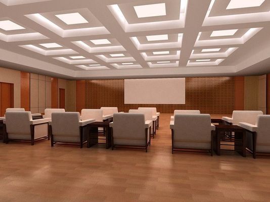 Painel de parede acústico de madeira com ranhuras de grau A1 à prova de fogo para isolamento acústico de cinema de hotel