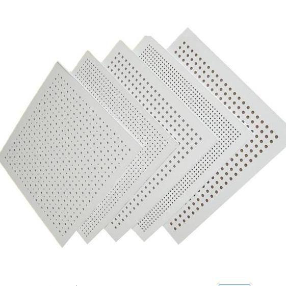 5/15q Quadrado Impermeável Perforado Acústico Absorção de Som Placas de gesso para Tecto