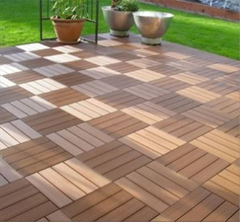 Grain opcional sintético WPC DIY azulejos de piso para decoração de piso ao ar livre em comprimento personalizado