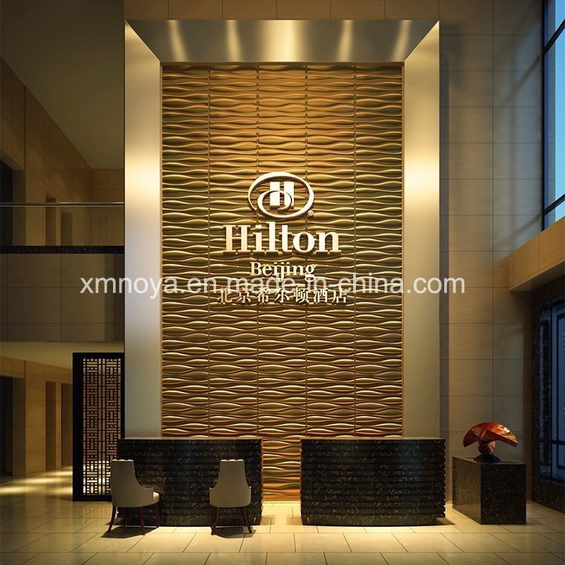 Painel de parede 3D de absorção de som à prova de fogo em 500 mm * 500 mm Tamanho para decoração do lobby do hotel